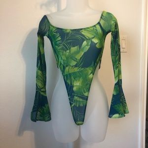 TROPICAL HIGH HIP CUT MESH BODYSUIT